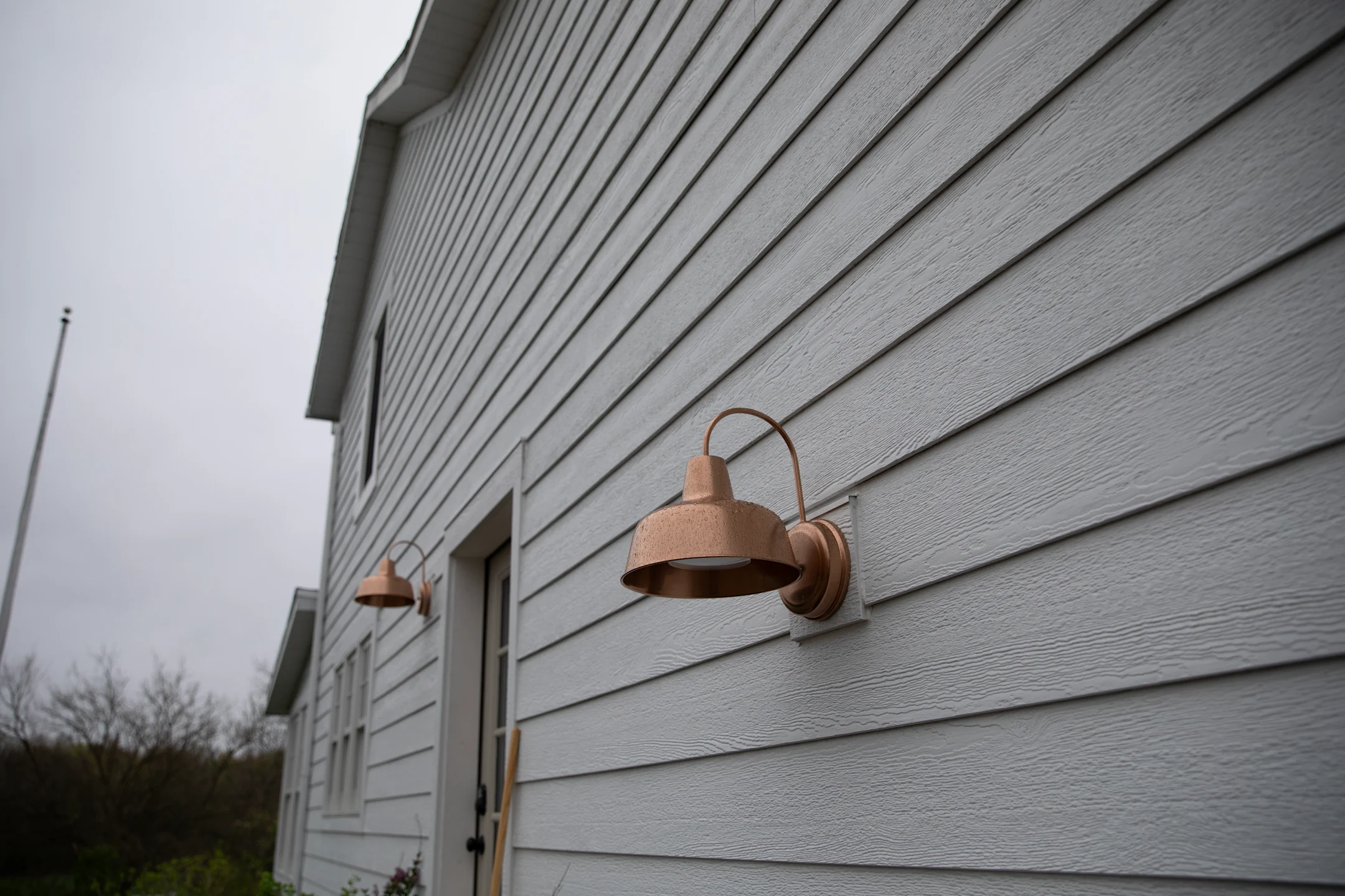 close up image of LP SmartSide grey siding