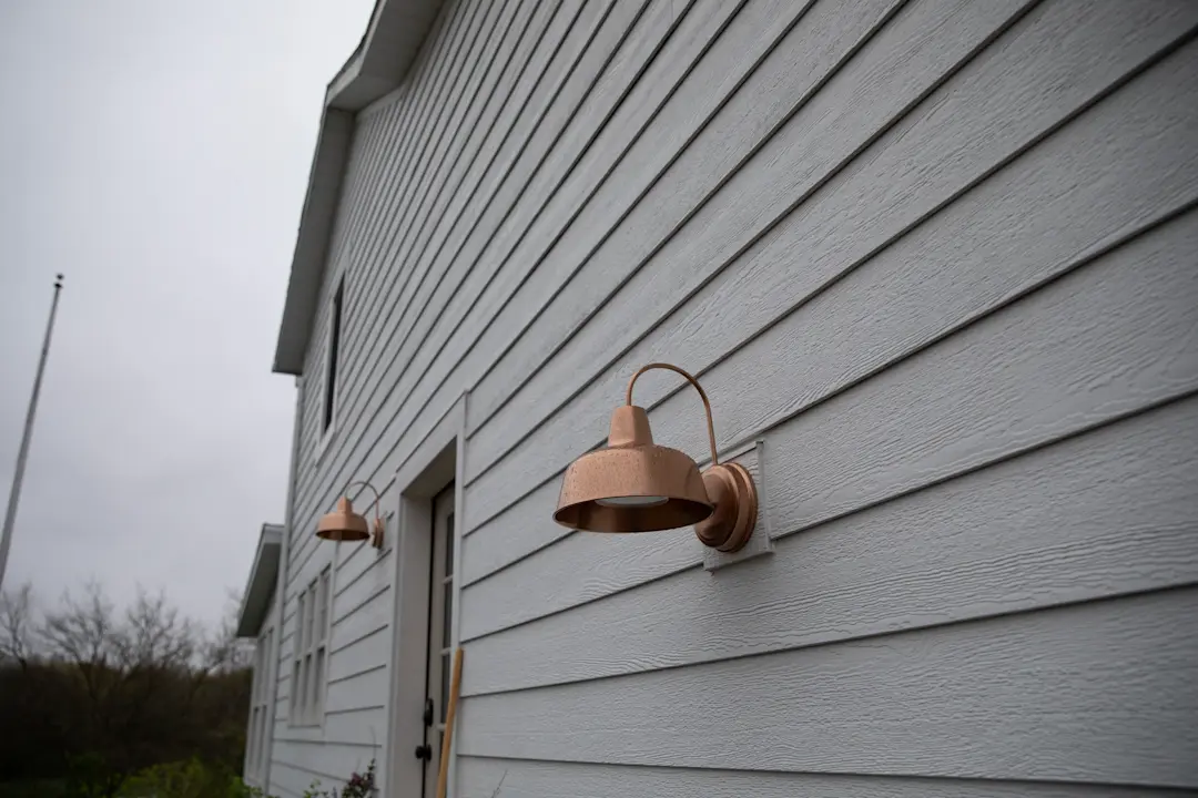 close up image of LP SmartSide grey siding