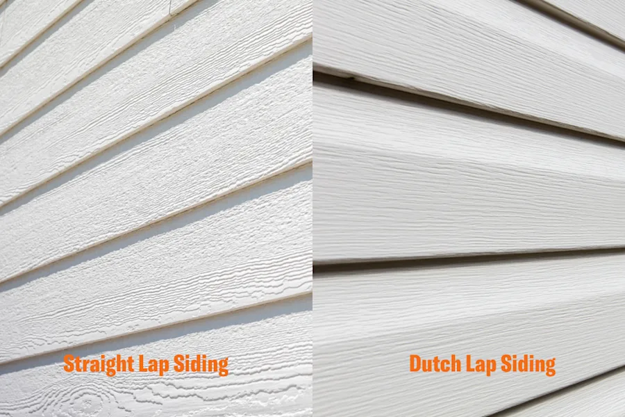 Comparison image of straight and dutch lap siding