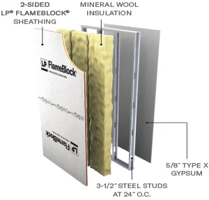 Layers of a V337 with FlameBlock on each side assembly