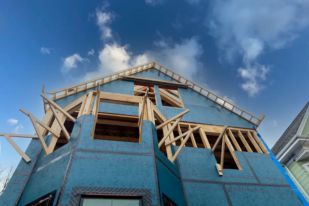 exteroir of a home under construction with lp weatherlogic