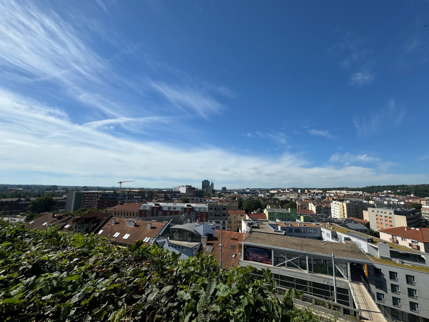 Punkt widokowy Vyhliadka Husova, z którego roztacza się panorama na Brno.