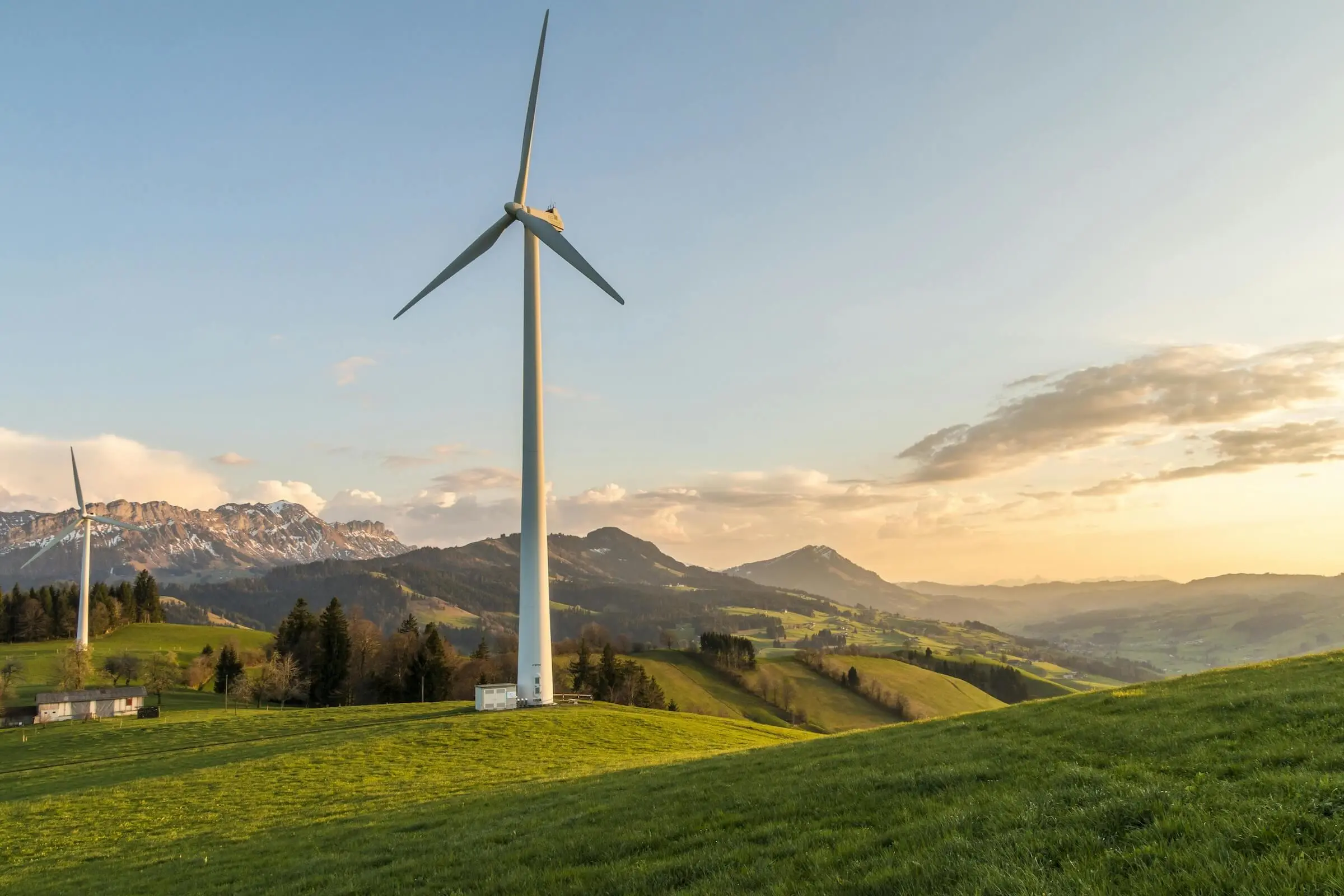 Windmill on a grassy hill