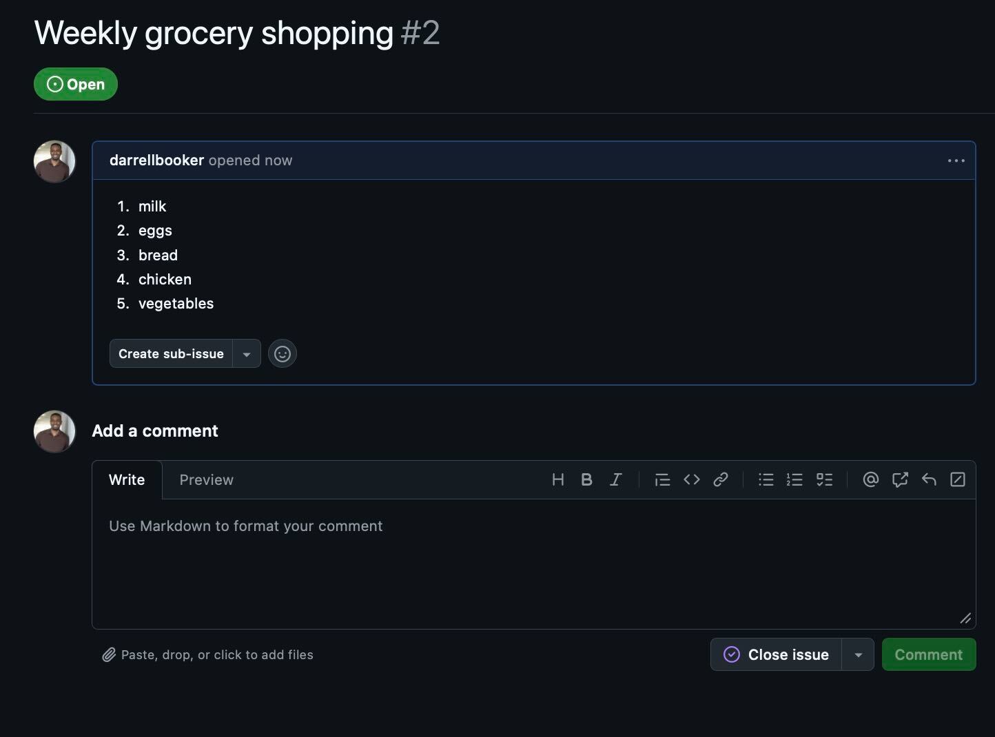 Weekly grocery shopping issue