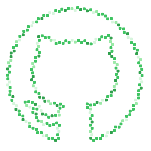 Octocat outlined by green pixels