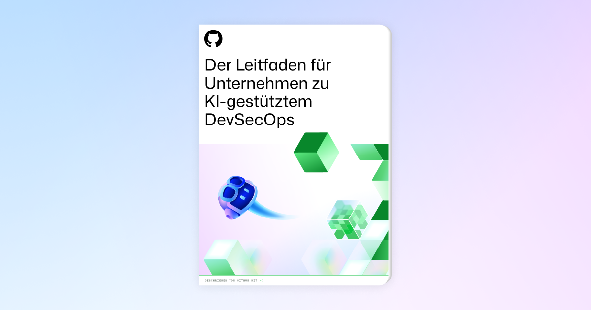 A light background features an array of AI-themed shapes and illustrations with a blur filter applied. In the foreground, white text reads "The enterprise guide to AI-powered DevSecOps".