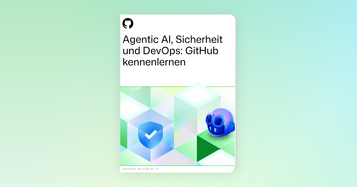 Dark-themed image with GitHub-inspired shapes and illustrations scattered across the background. Foreground text reads: "Generative AI, Security, and DevOps: Meet GitHub," followed by a subheading that says, "Empower your developer teams with the tools they need to work smarter, faster, and more collaboratively." The design emphasizes innovation and teamwork.