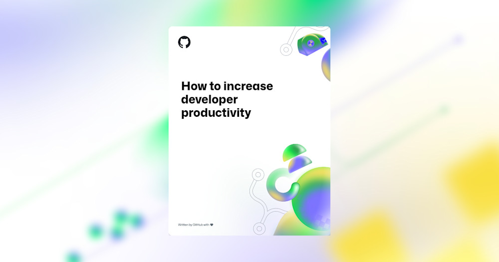 An image featuring a light background with an assortment of Productivity themed shapes and illustrations positioned behind the text. The text in the foreground reads, "How to increase developer productivity". A blur filter is applied to the background.