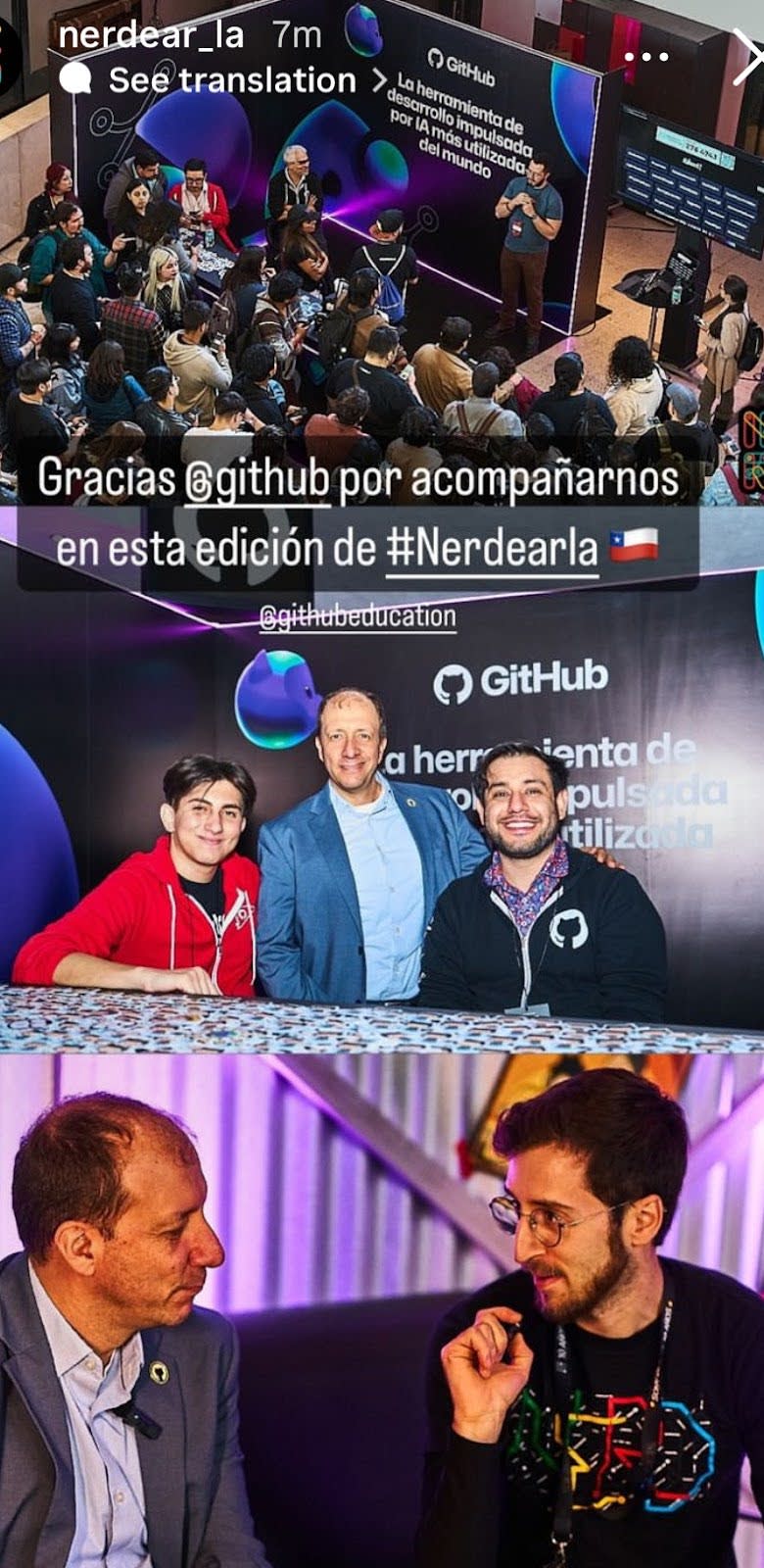 3 pictures featuring people at Nerdearla