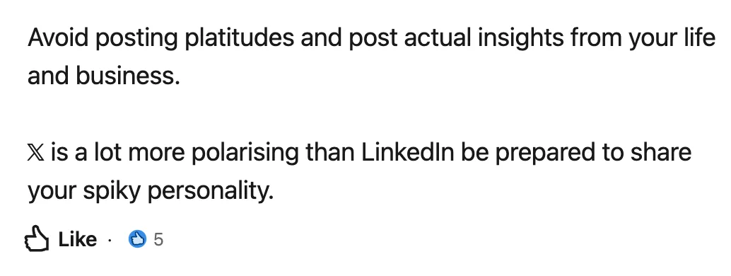 User sharing experience about the best X content types