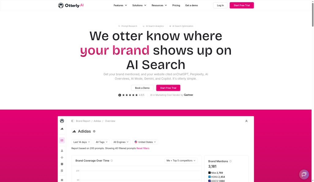 Screenshot of the Otterly.AI homepage