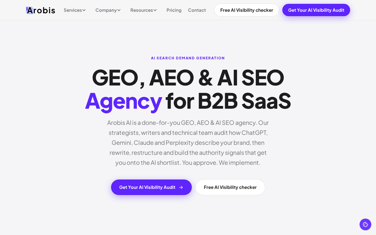 Arobis AI homepage screenshot