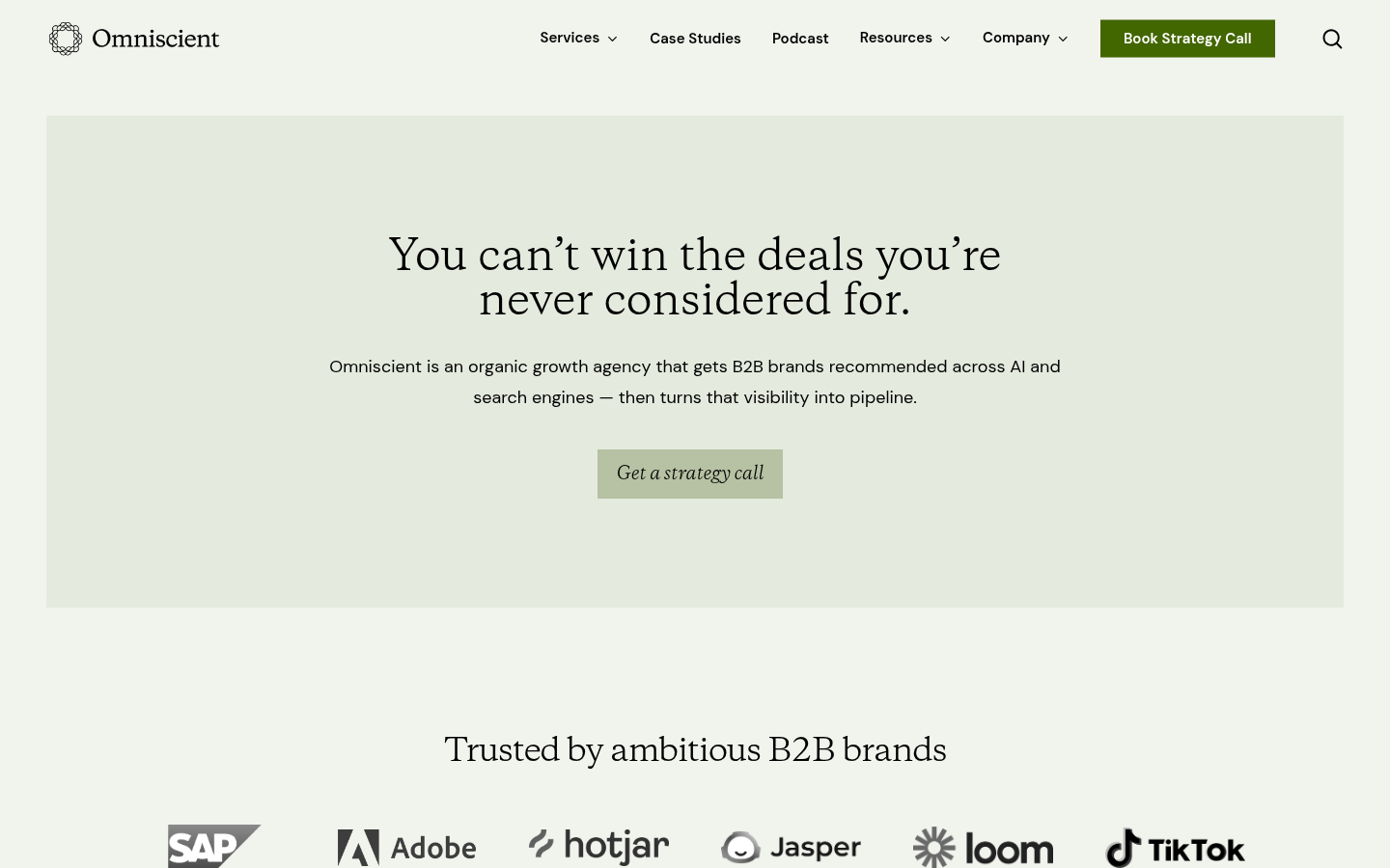 Screenshot of the Omniscient Digital homepage