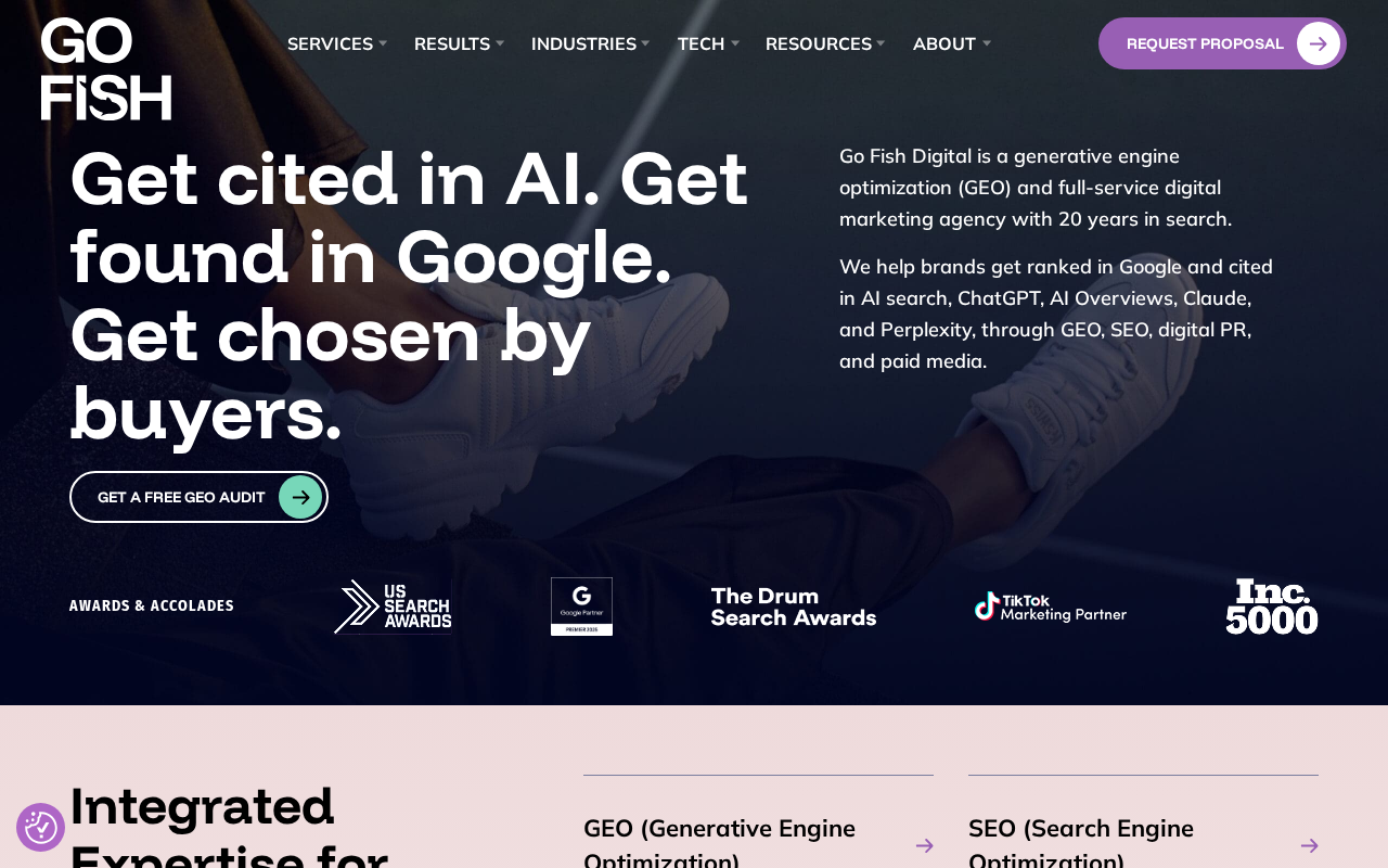 Screenshot of the Go Fish Digital homepage
