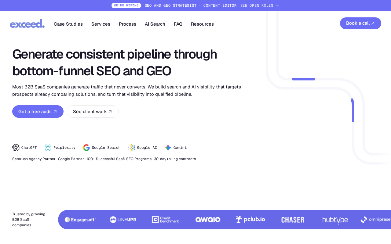 Exceed homepage screenshot