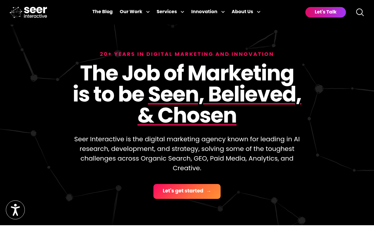 Screenshot of the Seer Interactive homepage