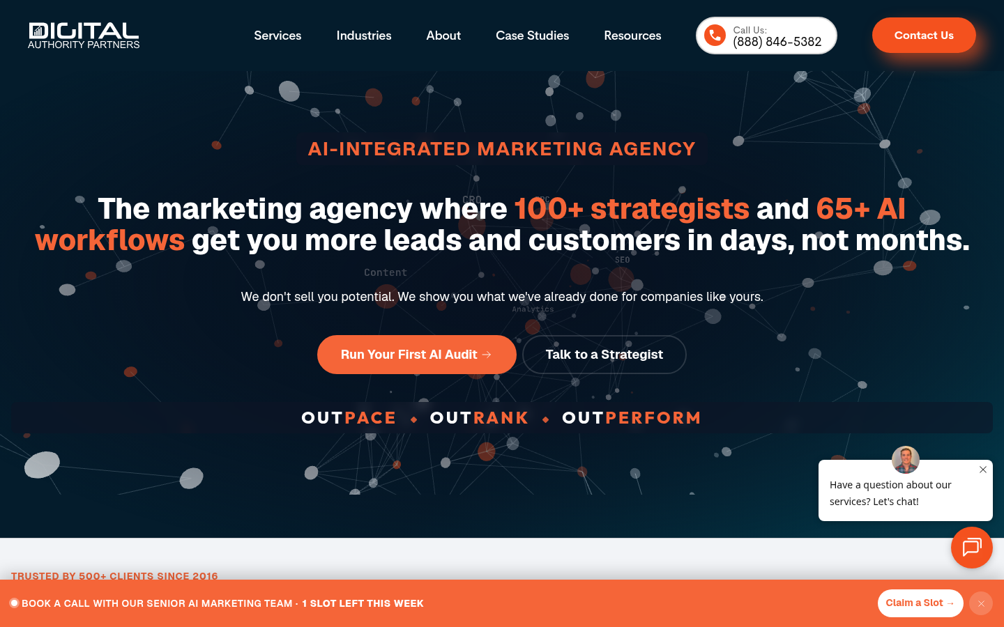Screenshot of the Digital Authority Partners homepage