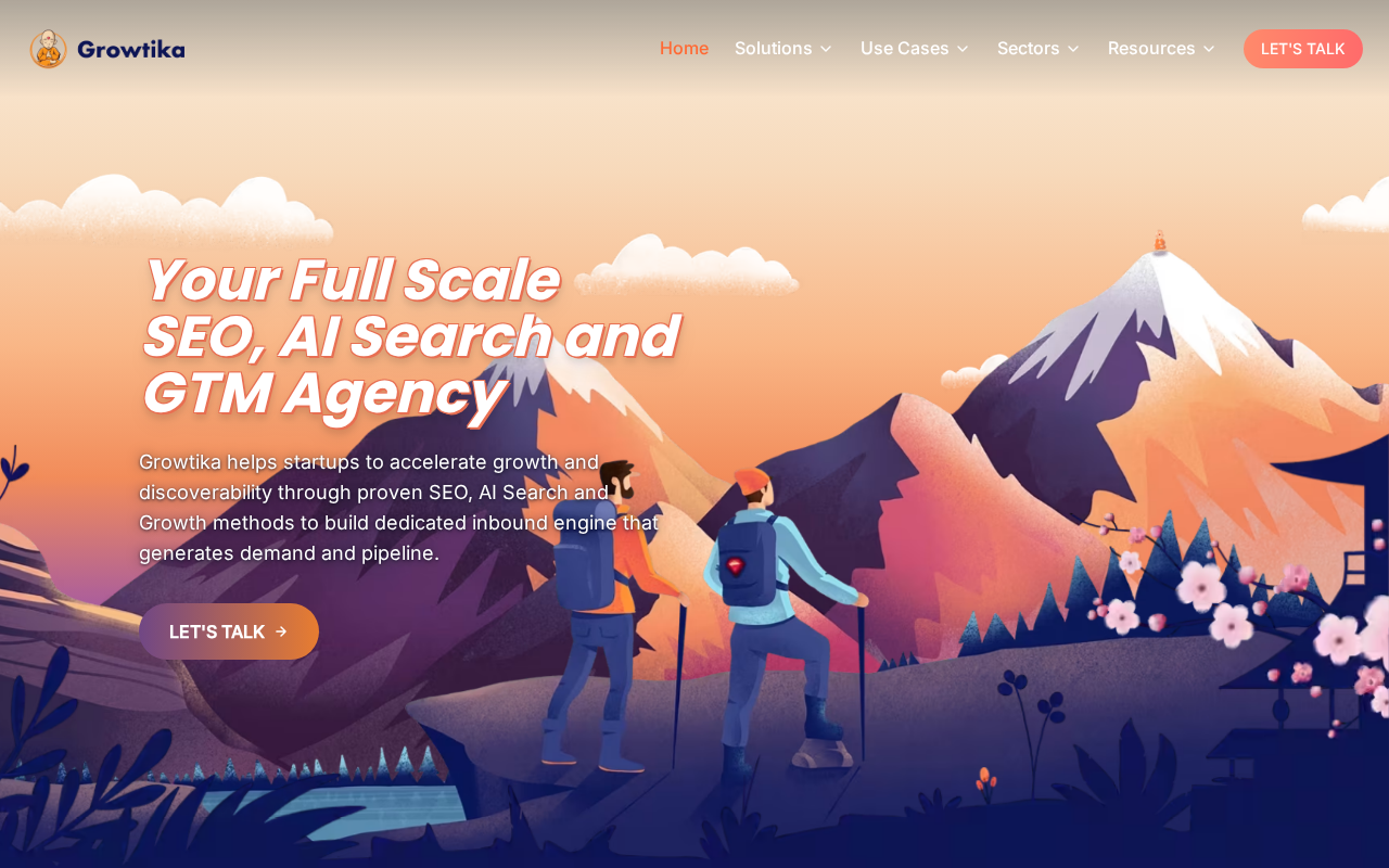 Screenshot of the Growtika homepage