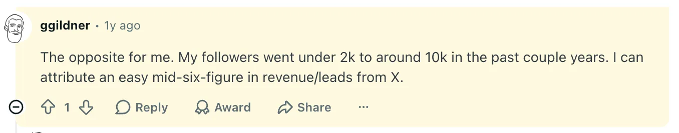 User sharing experience in X lead generation