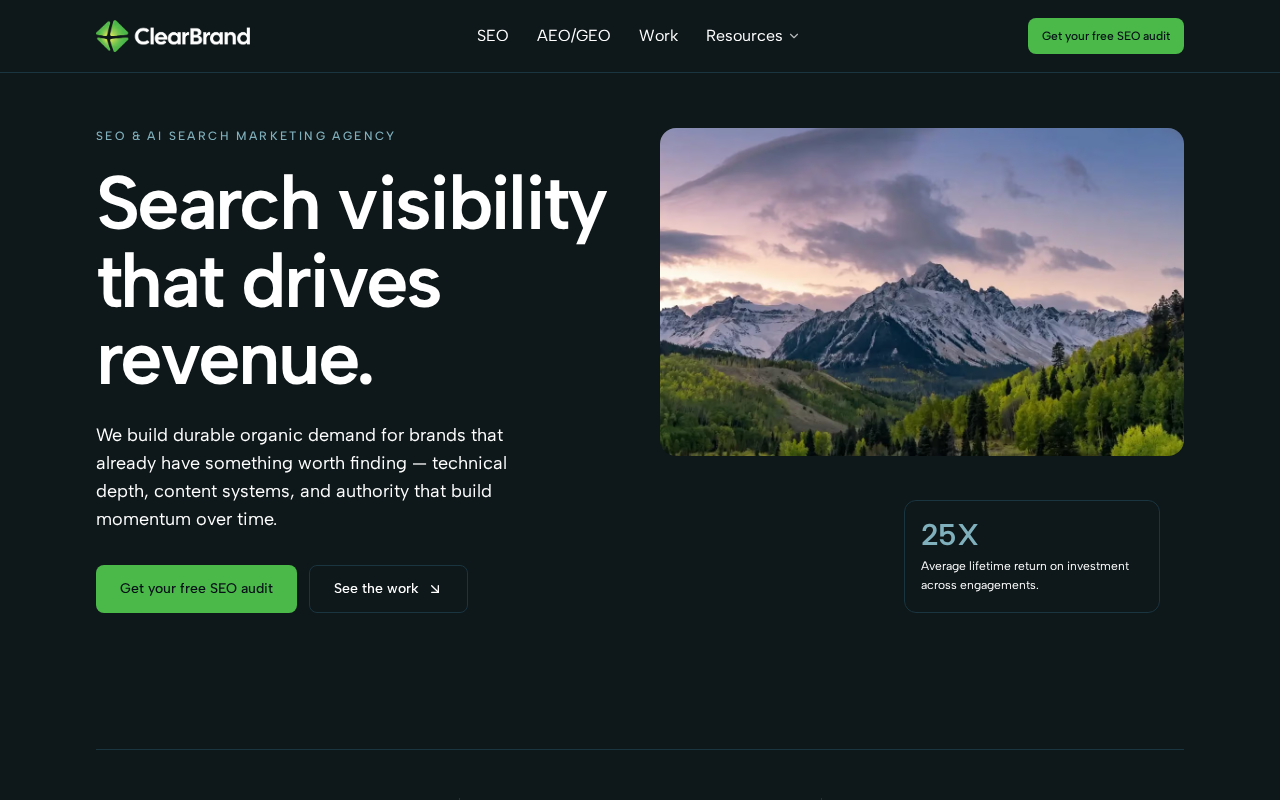 ClearBrand homepage screenshot
