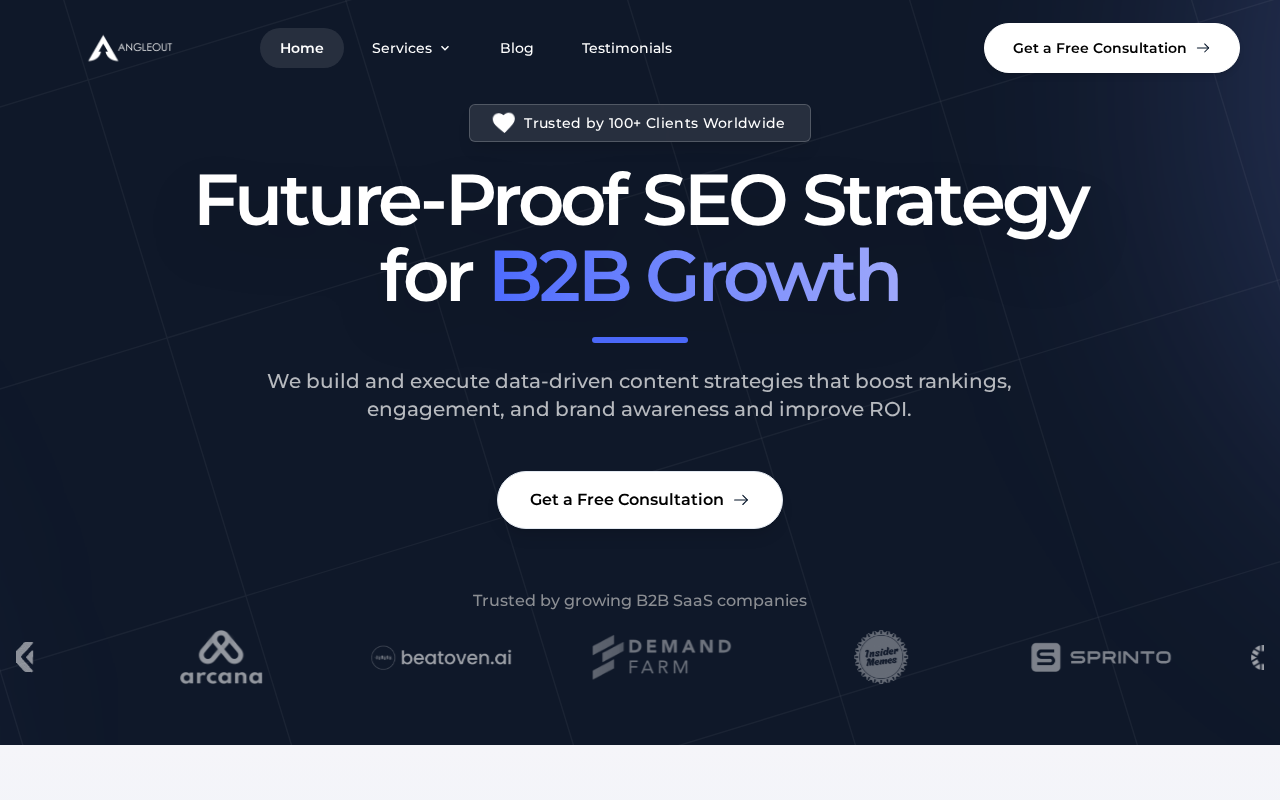 AngleOut homepage screenshot