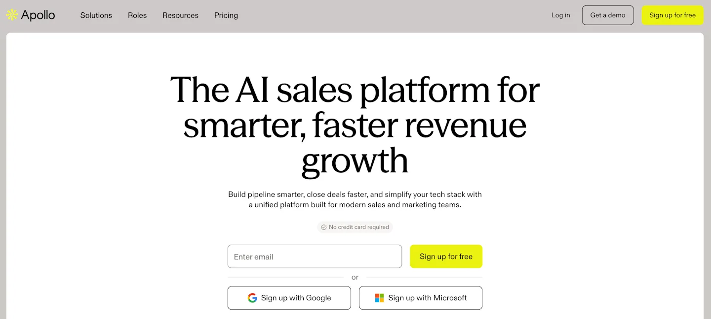 Apollo io homepage