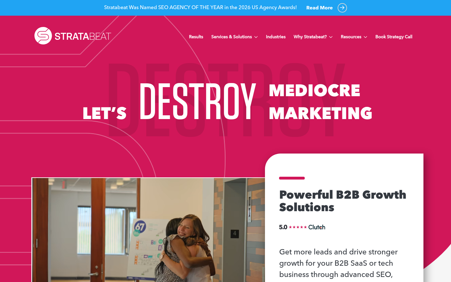 Screenshot of the Stratabeat homepage