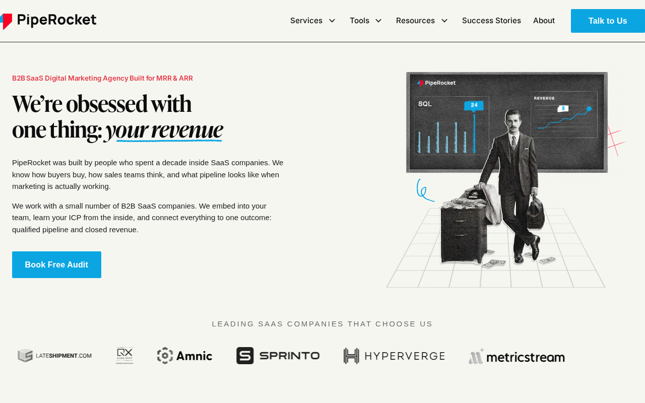 Screenshot of the PipeRocket Digital homepage
