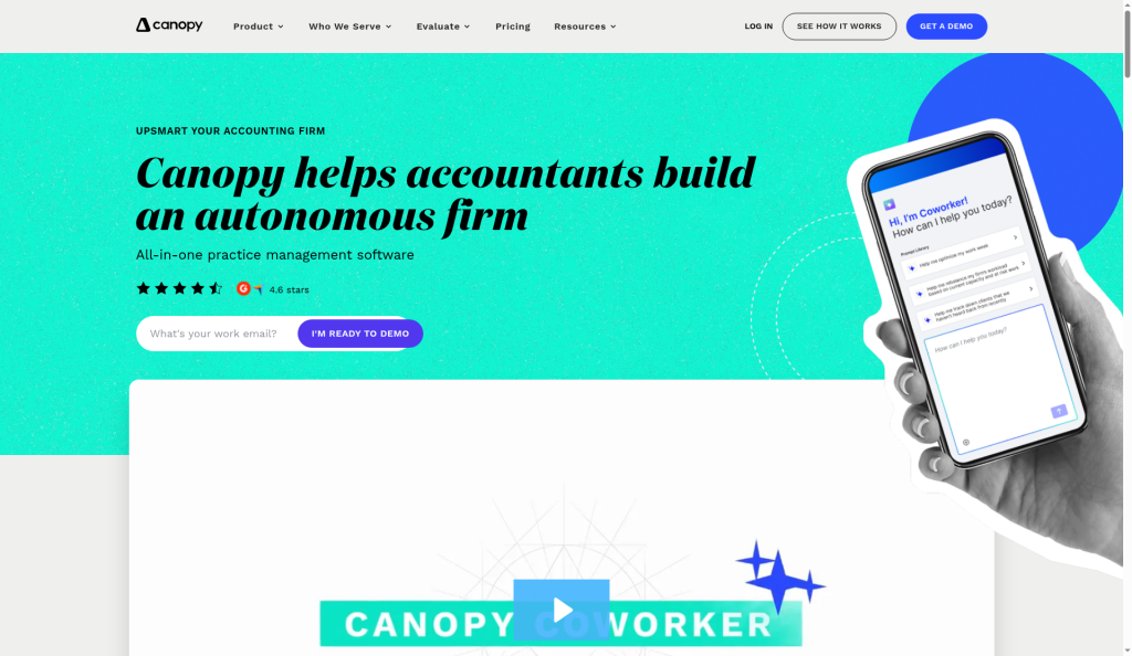 Screenshot of the Canopy homepage