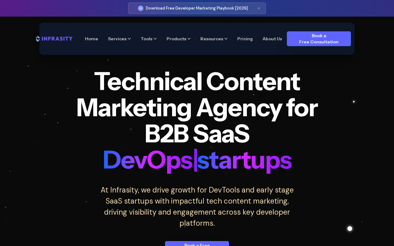 Infrasity homepage screenshot