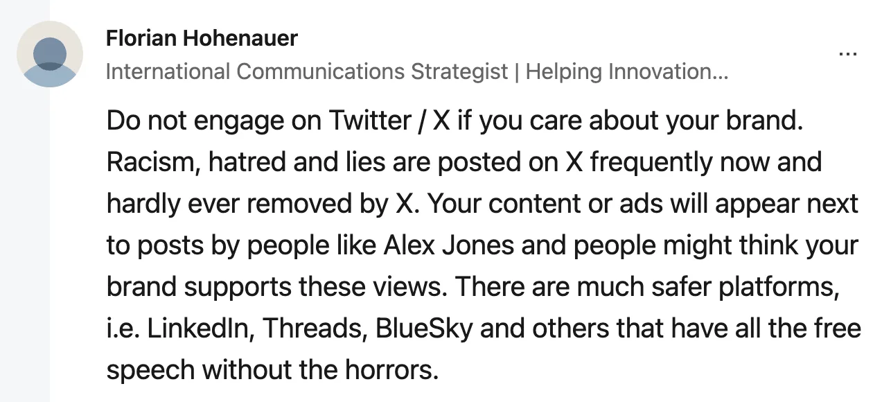 User sharing experience in Don’t of X content