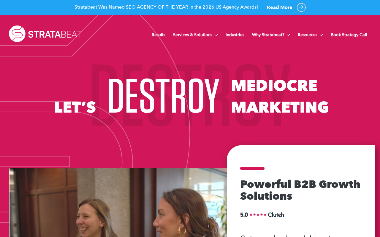 Screenshot of the Stratabeat homepage