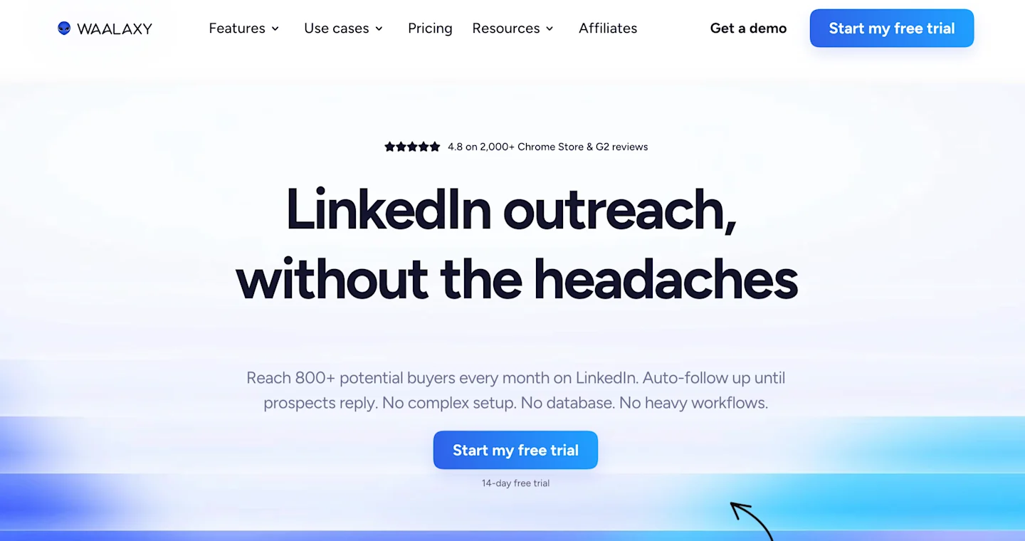 Waalaxy homepage