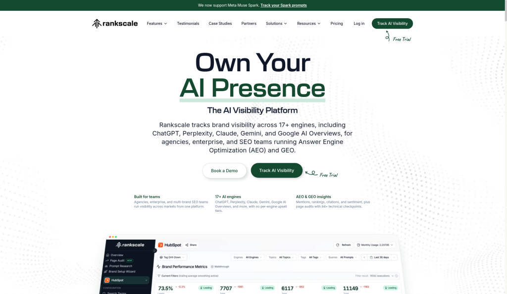 Screenshot of the Rankscale homepage