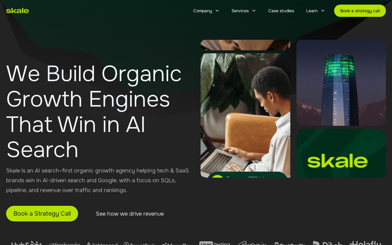 Screenshot of the Skale homepage
