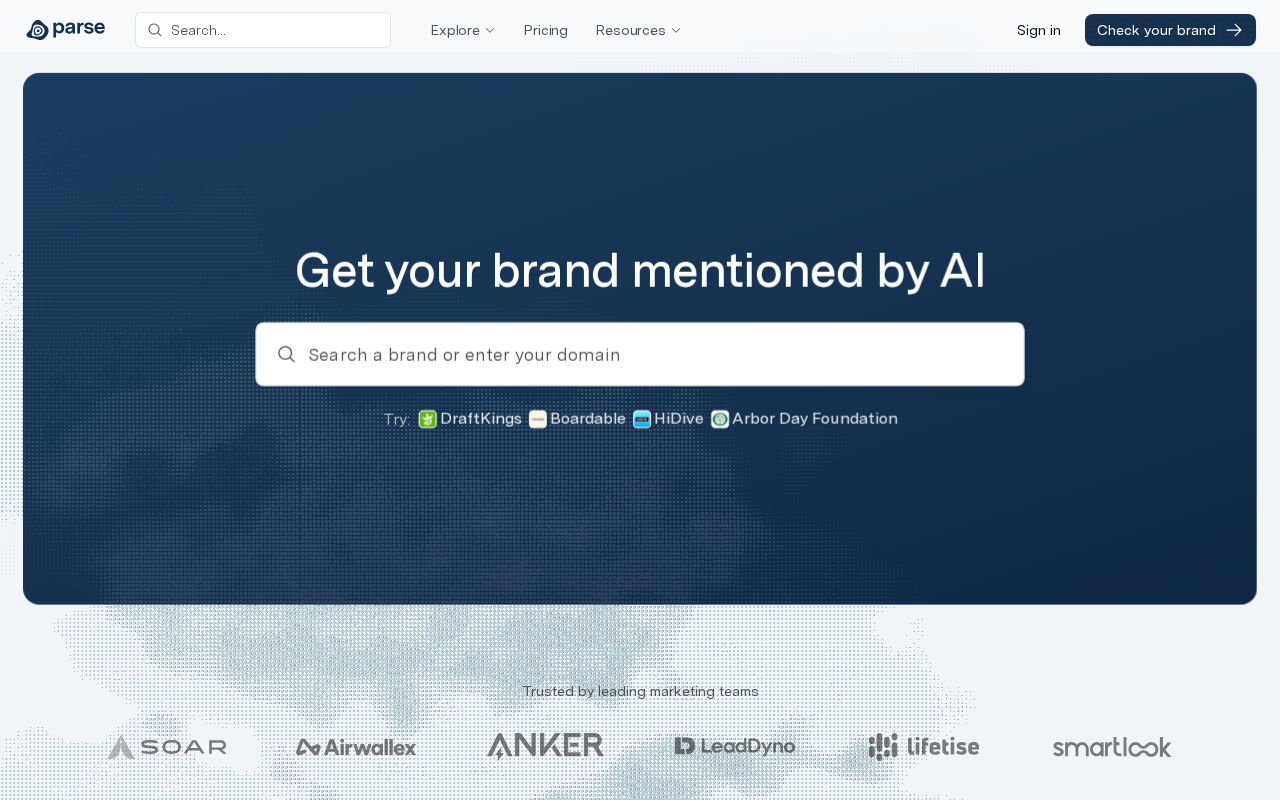 Parse homepage screenshot