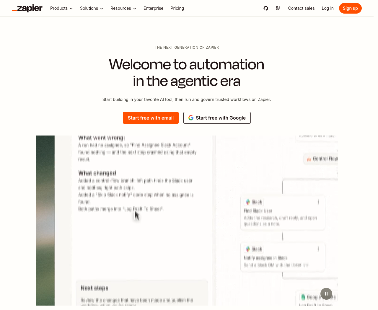 Screenshot of the Zapier homepage