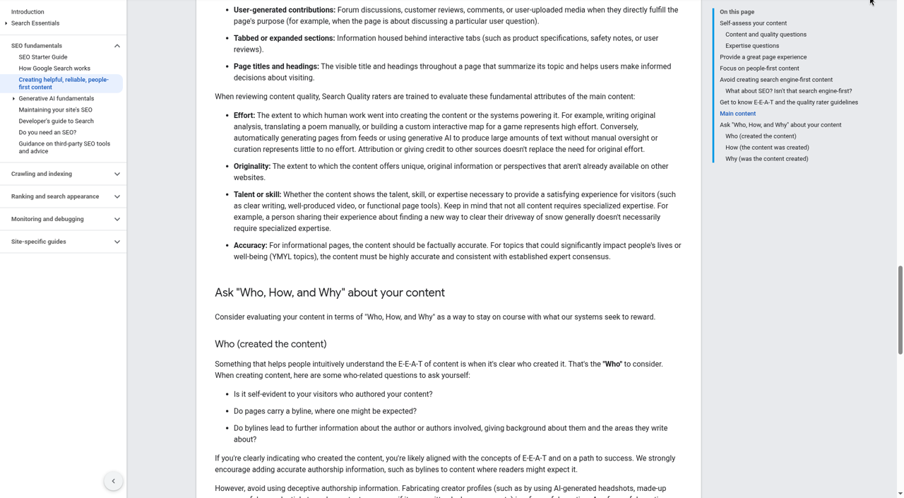 Google's helpful content guide: the Who, How, and Why questions