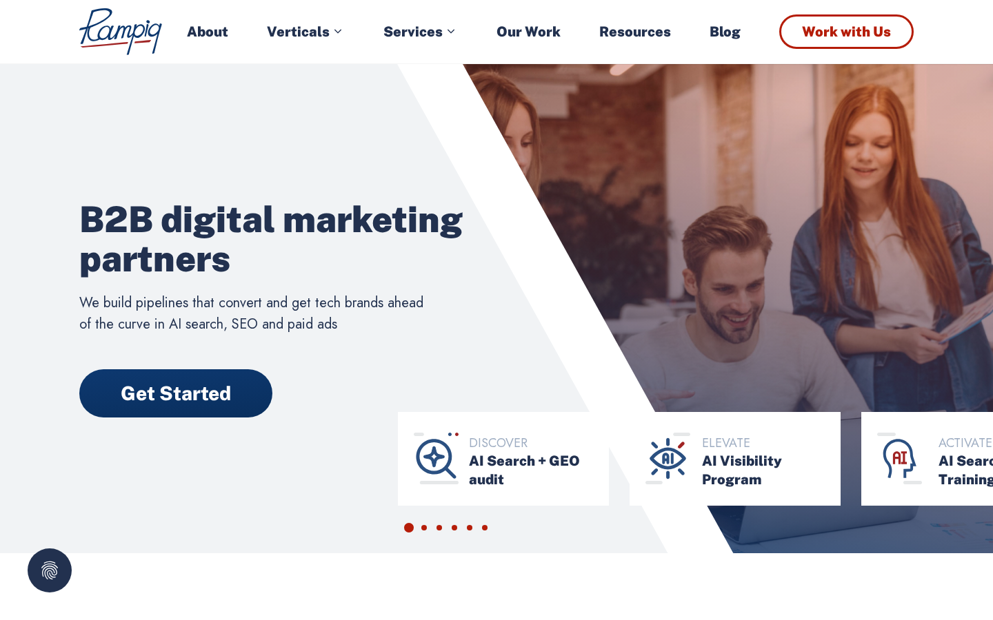 Screenshot of the Rampiq homepage
