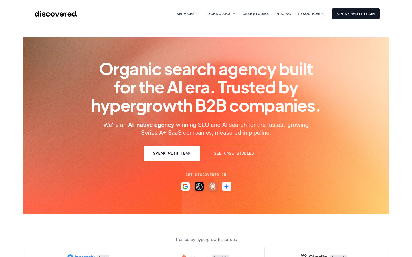 Screenshot of the Discovered Labs homepage