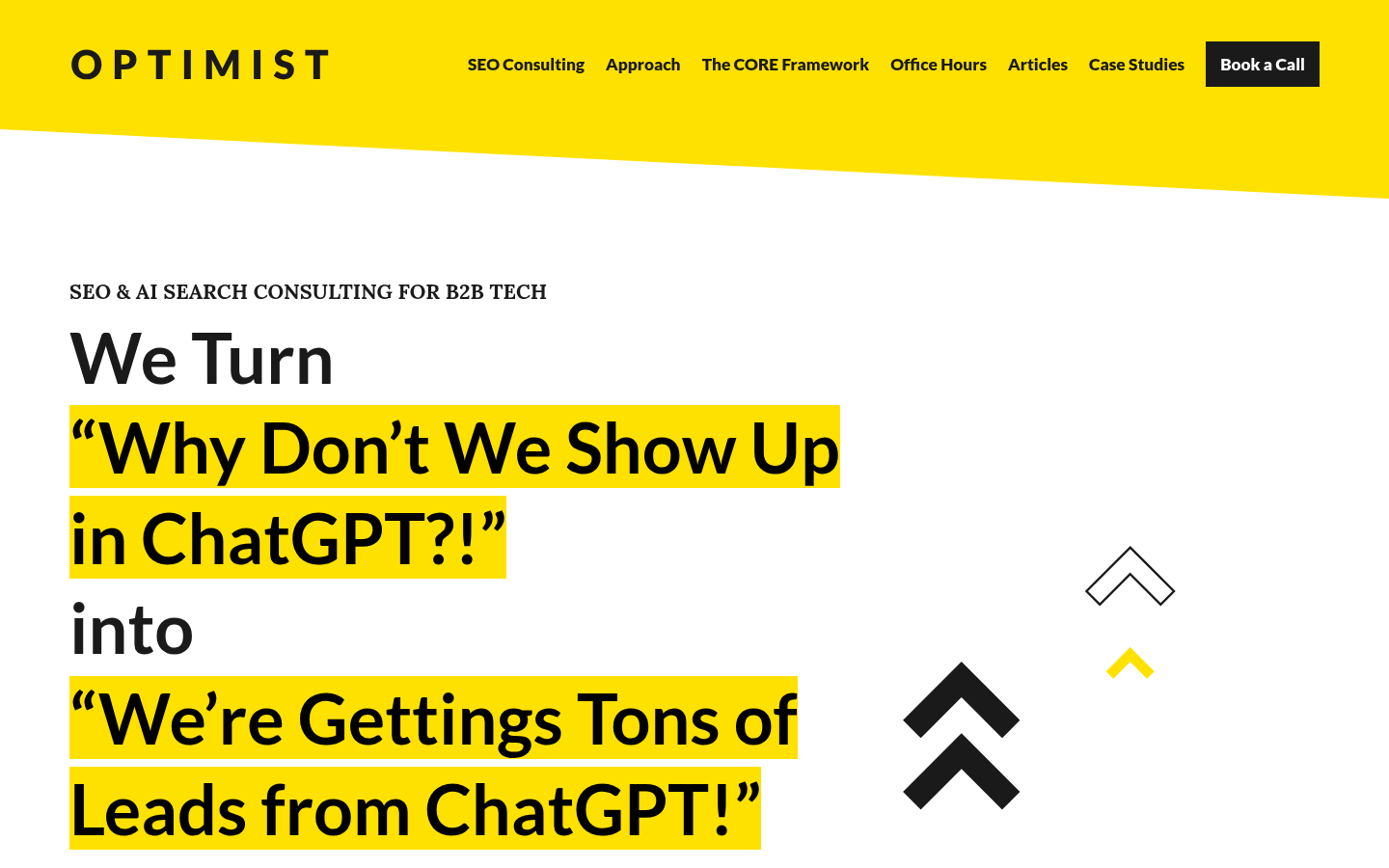 Screenshot of the Optimist homepage