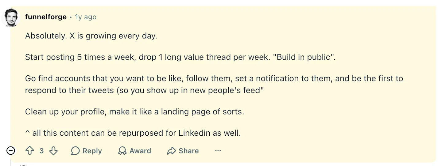 User sharing experience about X threads