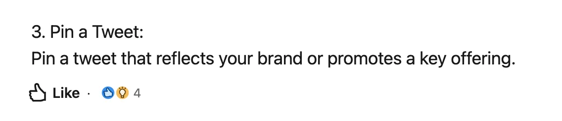 User sharing experience on pinning a Tweet