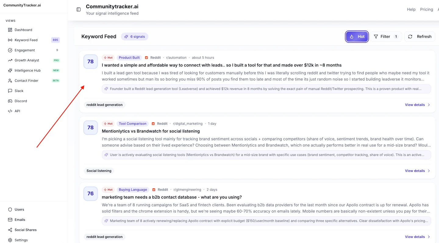 Communitytracker keyword feed