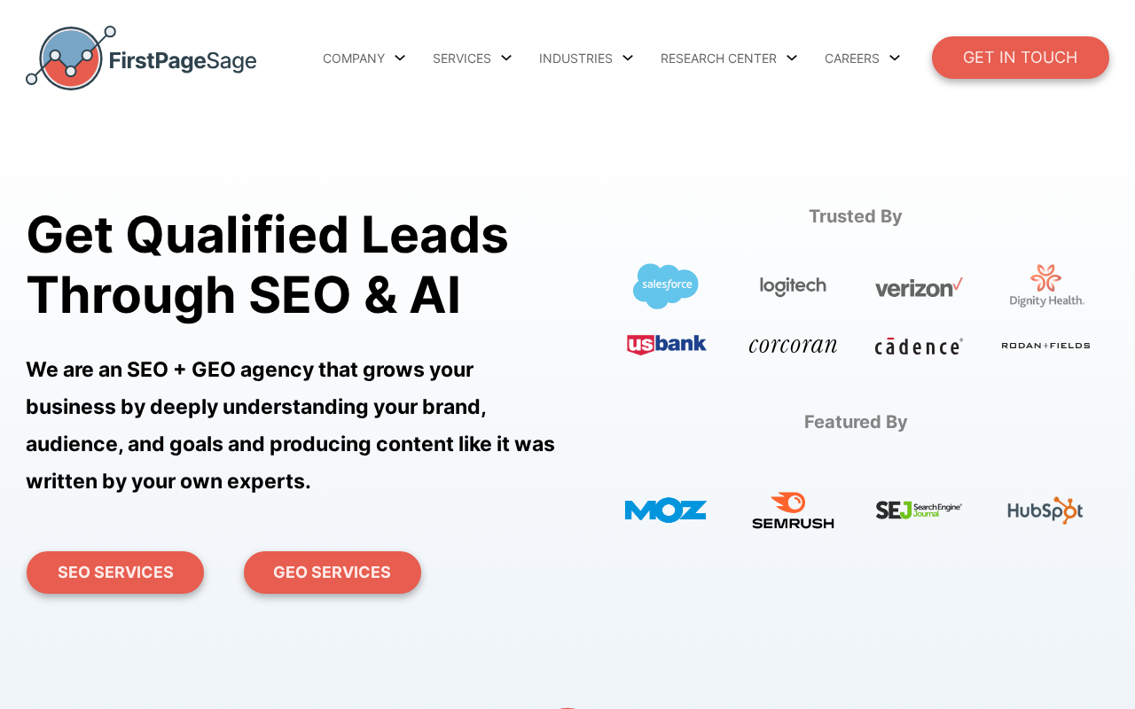 First Page Sage homepage screenshot