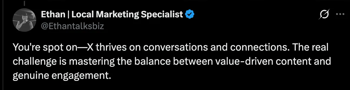 User sharing experience in building conversations on X