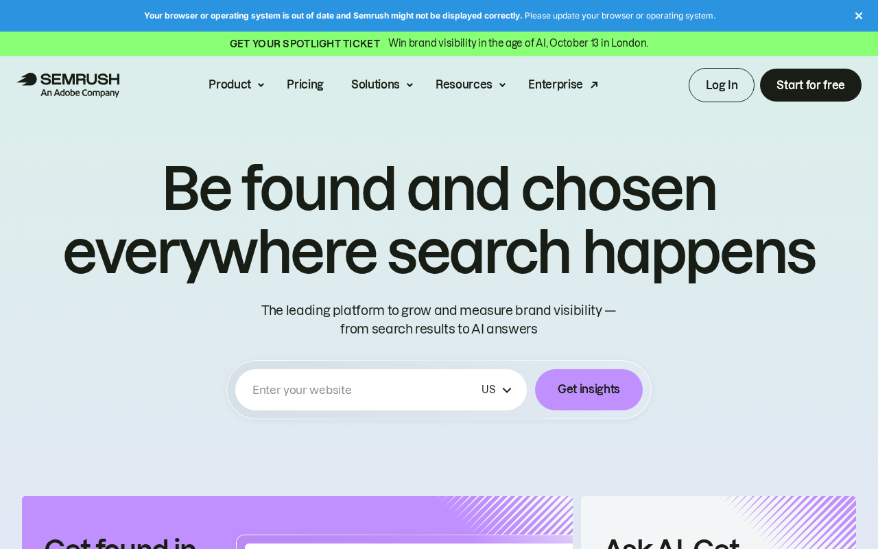 Semrush homepage screenshot