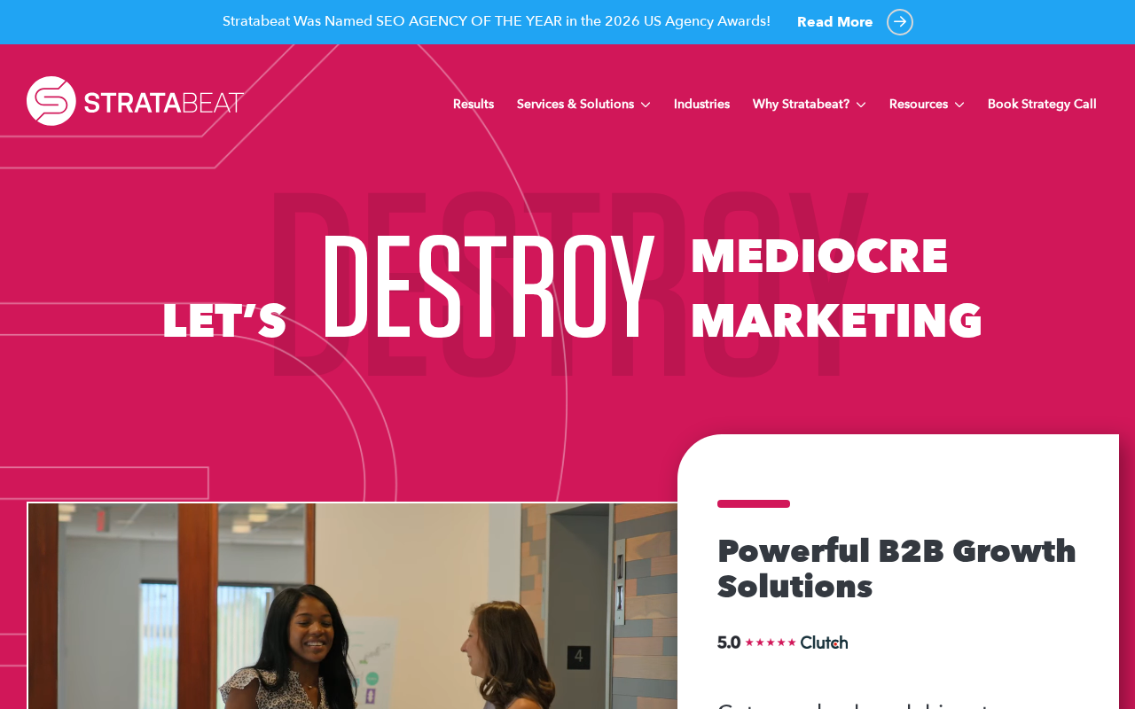 Screenshot of the Stratabeat homepage