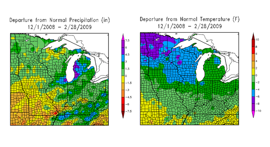 Precipitation and Normal Temperatures Map 2008-2009