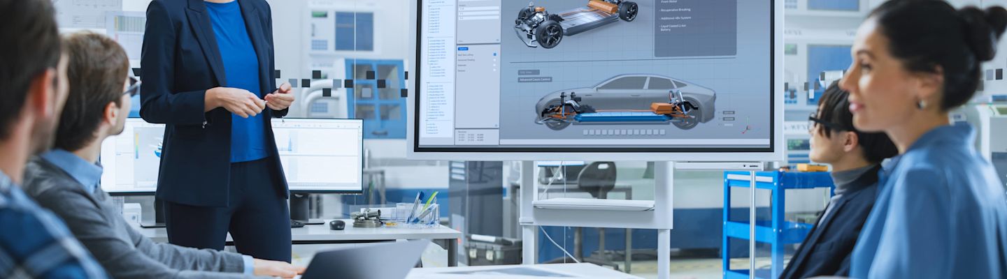 Automotive designer sketching a car prototype on graphic tablet